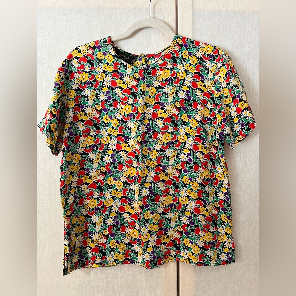 Vintage Silk Flower Shirt